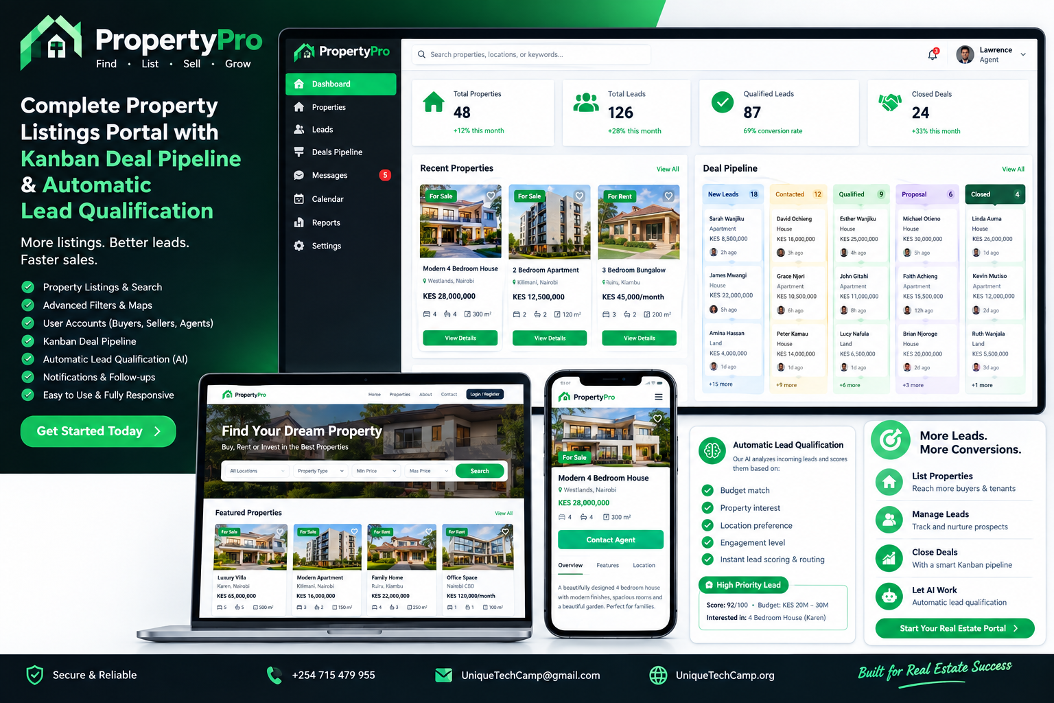 Real Estate Deal Pipeline & Lead Acquisition Engine with WhatsApp Chatbot